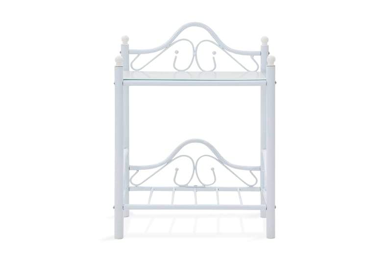 Sängbord 2 st stål och härdat glas 45x30,5x60 cm vit