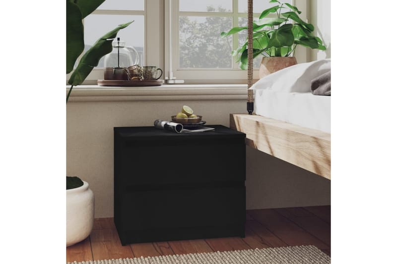 Sängbord 2 st svart 50x39x43,5 cm spånskiva - Svart - Möbler - Bord & matgrupper - Avlastningsbord - Sängbord & nattduksbord