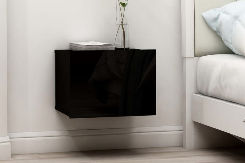 Sängbord 2 st svart högglans 40x30x30 cm spånskiva - Svart - Möbler - Bord & matgrupper - Avlastningsbord - Sängbord & nattduksbord