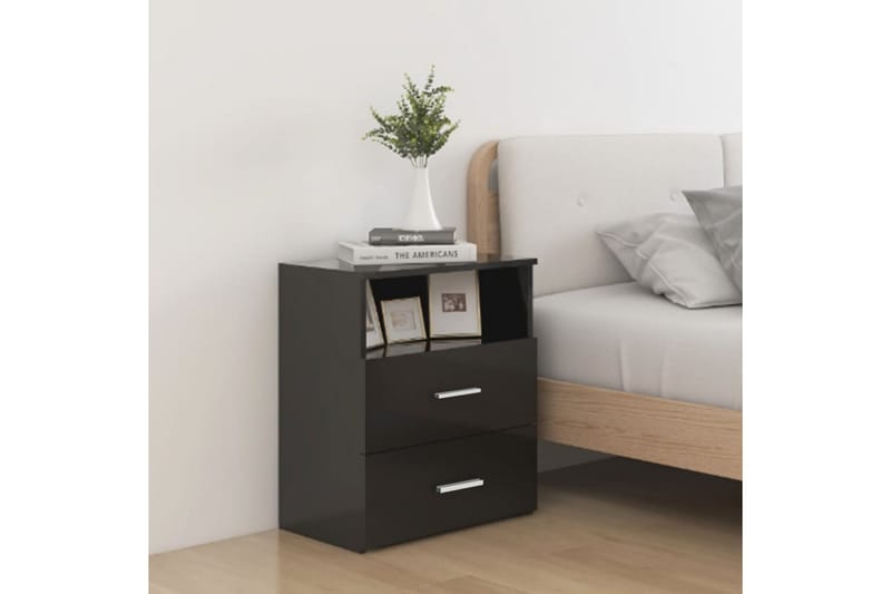 Sängbord 2 st svart högglans 50x32x60 cm - Svart - Möbler - Bord & matgrupper - Avlastningsbord - Sängbord & nattduksbord