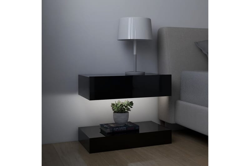 Sängbord 2 st svart högglans 60x35 cm spånskiva - Svart - Möbler - Bord & matgrupper - Avlastningsbord - Sängbord & nattduksbord