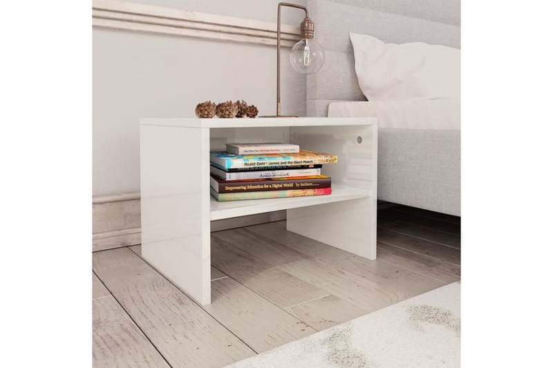 Sängbord 2 st vit högglans 40x30x30 cm spånskiva - Vit - Möbler - Bord & matgrupper - Avlastningsbord & sidobord - Sängbord & nattduksbord