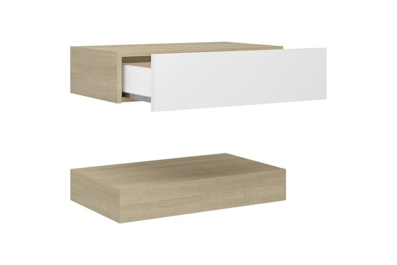 Sängbord 2 st vit och sonoma-ek 60x35 cm spånskiva - Vit - Möbler - Bord & matgrupper - Avlastningsbord - Sängbord & nattduksbord