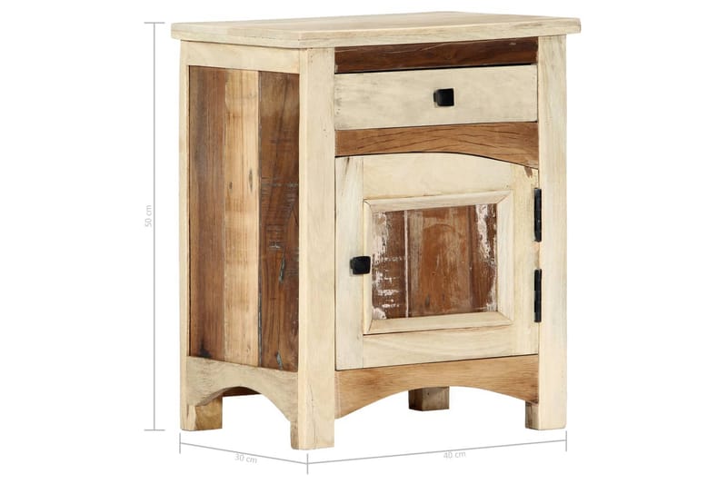 Sängbord 40x30x50 cm massivt återvunnet trä - Flerfärgad - Möbler - Bord & matgrupper - Avlastningsbord - Sängbord & nattduksbord