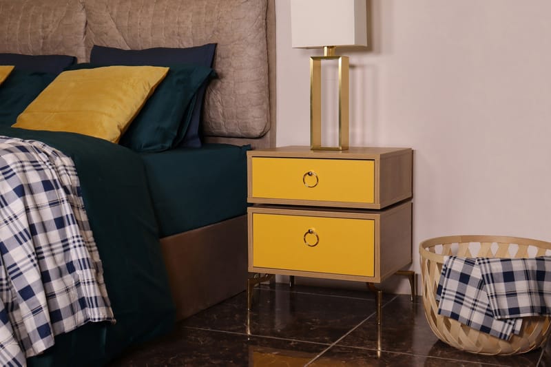 Sängbord 50 cm - Guld/Natur/Gul - Möbler - Bord & matgrupper - Avlastningsbord - Sängbord & nattduksbord