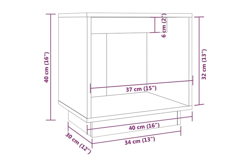 Sängbord grå 40x30x40 cm massiv furu - Grå - Möbler - Bord & matgrupper - Avlastningsbord - Sängbord & nattduksbord