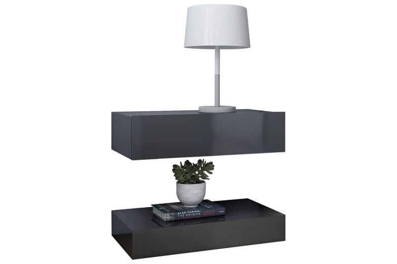 Sängbord grå högglans 60x35 cm spånskiva - Grå - Möbler - Bord & matgrupper - Avlastningsbord - Sängbord & nattduksbord