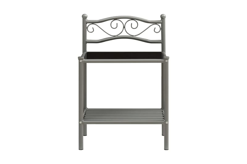Sängbord grå och svart 43x33x65 cm metall och glas - Grå - Möbler - Bord & matgrupper - Avlastningsbord - Sängbord & nattduksbord