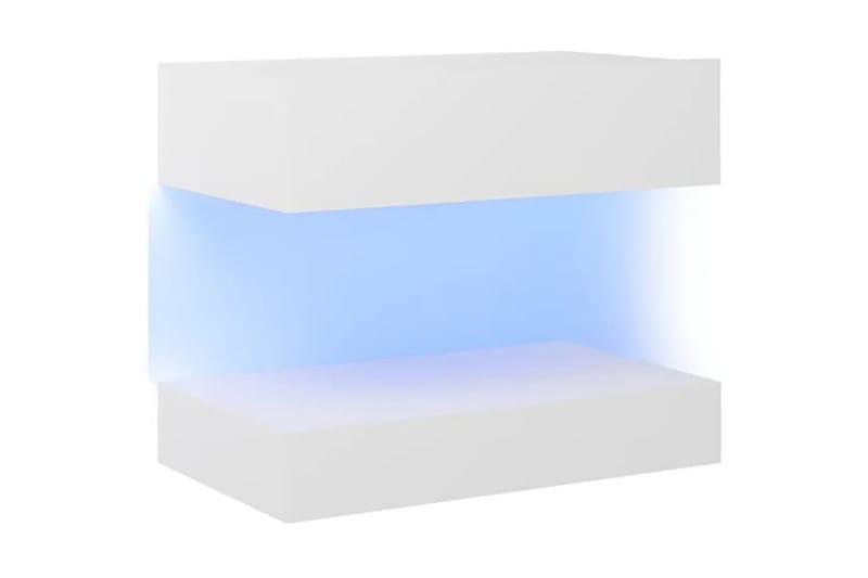 Sängbord LED 2 st vit 60x35 cm spånskiva - Vit - Förvaring - Skoförvaring