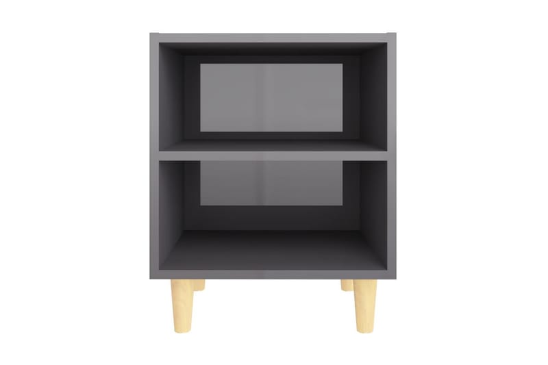 Sängbord med ben i massivt trä 2 st grå högglans 40x30x50 cm - Grå - Möbler - Bord & matgrupper - Avlastningsbord - Sängbord & nattduksbord