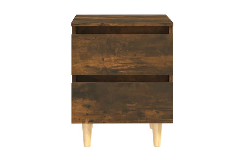 Sängbord med ben i massivt trä 2 st rökfärgad ek 40x35x50 cm - Brun - Möbler - Bord & matgrupper - Avlastningsbord - Sängbord & nattduksbord