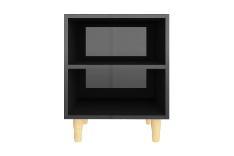 Sängbord med ben i massivt trä 2 st svart högglans 40x30x50 - Svart - Möbler - Bord & matgrupper - Avlastningsbord - Sängbord & nattduksbord