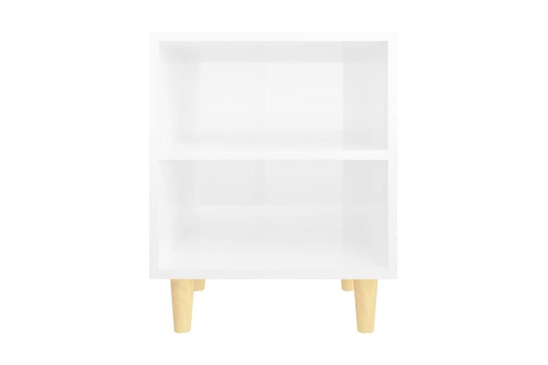 Sängbord med ben i massivt trä 2 st vit högglans 40x30x50 cm - Vit - Möbler - Bord & matgrupper - Avlastningsbord - Sängbord & nattduksbord