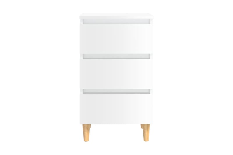Sängbord med ben i massivt trä 2 st vit högglans 40x35x69cm - Vit - Möbler - Bord & matgrupper - Avlastningsbord - Sängbord & nattduksbord