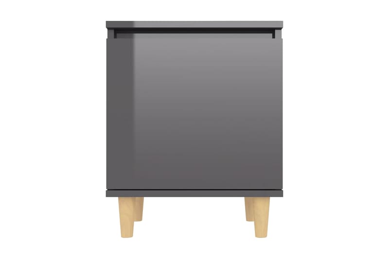Sängbord med ben i massivt trä grå högglans 40x30x50 cm - Grå - Möbler - Bord & matgrupper - Avlastningsbord - Sängbord & nattduksbord