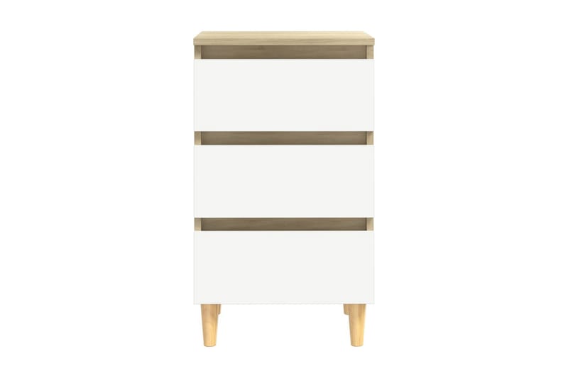 Sängbord med ben i massivt trä sonoma-ek 40x35x69 cm - Vit - Möbler - Bord & matgrupper - Avlastningsbord & sidobord - Sängbord & nattduksbord