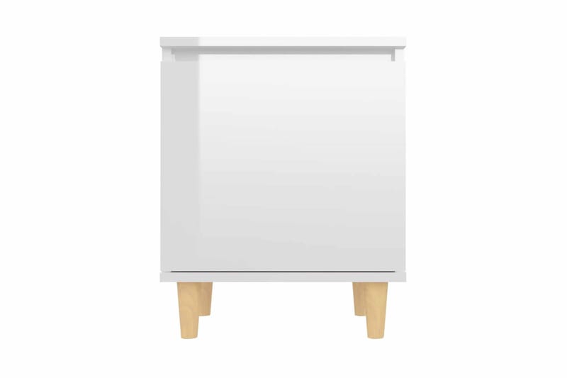 Sängbord med ben i massivt trä vit högglans 40x30x50 cm - Vit - Möbler - Bord & matgrupper - Avlastningsbord - Sängbord & nattduksbord