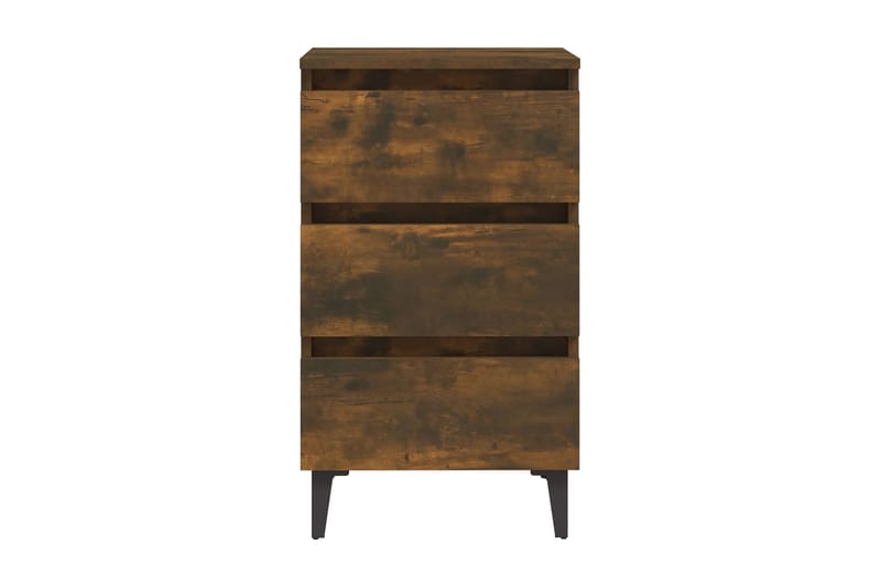 Sängbord med ben i metall 2 st rökfärgad ek 40x35x69 cm - Brun - Möbler - Bord & matgrupper - Avlastningsbord - Sängbord & nattduksbord