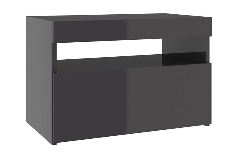 Sängbord med LED-belysning grå högglans 60x35x40 cm - Grå - Möbler - Bord & matgrupper - Avlastningsbord - Sängbord & nattduksbord