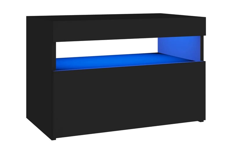 Sängbord med LED-belysning svart 60x35x40 cm spånskiva - Svart - Möbler - Bord & matgrupper - Avlastningsbord - Sängbord & nattduksbord