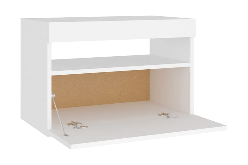 Sängbord med LED-belysning vit 60x35x40 cm spånskiva - Vit - Möbler - Bord & matgrupper - Avlastningsbord - Sängbord & nattduksbord