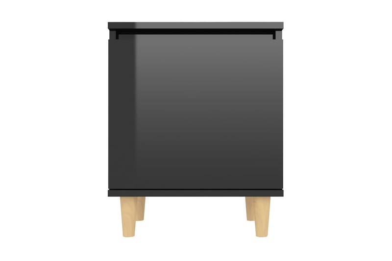 Sängbord med massiva ben 2 st svart högglans 40x30x50 cm - Svart - Möbler - Bord & matgrupper - Avlastningsbord - Sängbord & nattduksbord