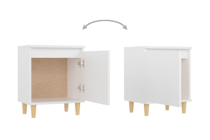 Sängbord med massiva ben 2 st vit 40x30x50 cm - Vit - Möbler - Bord & matgrupper - Avlastningsbord - Sängbord & nattduksbord