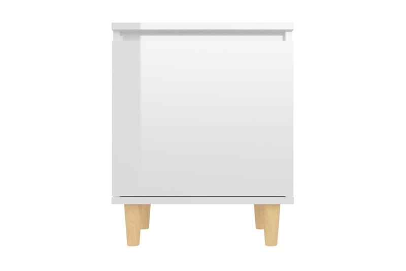 Sängbord med massiva ben 2 st vit högglans 40x30x50 cm - Vit - Möbler - Bord & matgrupper - Avlastningsbord - Sängbord & nattduksbord