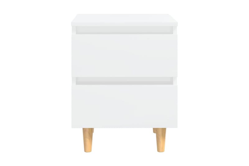 Sängbord med massiva furuben vit högglans 40x35x50 cm - Vit - Möbler - Bord & matgrupper - Avlastningsbord - Sängbord & nattduksbord