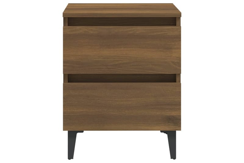 Sängbord med metallben 2 st brun ek 40x35x50 cm - Brun - Möbler - Bord & matgrupper - Avlastningsbord - Sängbord & nattduksbord
