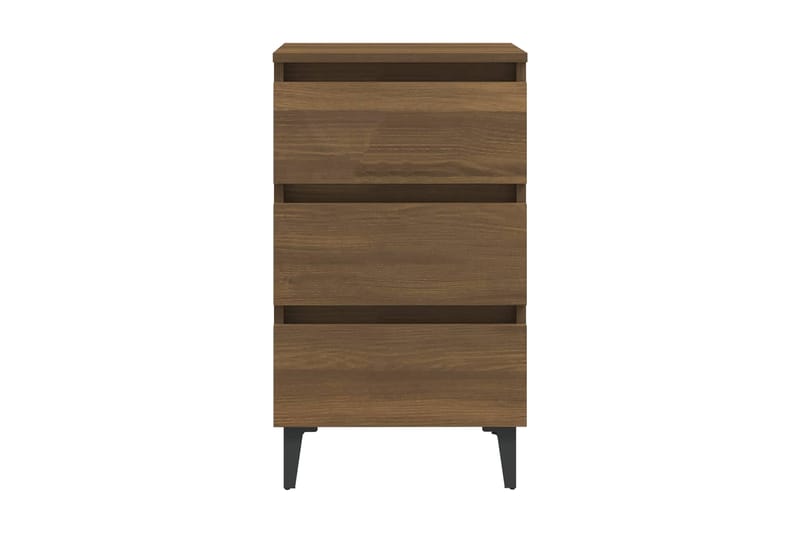 Sängbord med metallben 2 st brun ek 40x35x69 cm - Brun - Möbler - Bord & matgrupper - Avlastningsbord - Sängbord & nattduksbord