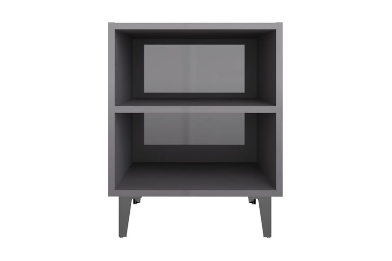 Sängbord med metallben 2 st grå högglans 40x30x50 cm - Grå - Möbler - Bord & matgrupper - Avlastningsbord - Sängbord & nattduksbord