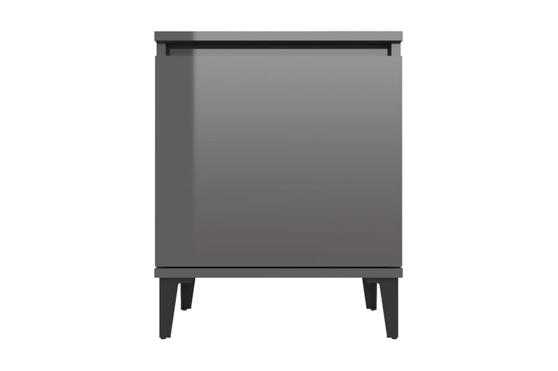 Sängbord med metallben 2 st grå högglans 40x30x50 cm - Grå - Möbler - Bord & matgrupper - Avlastningsbord - Sängbord & nattduksbord