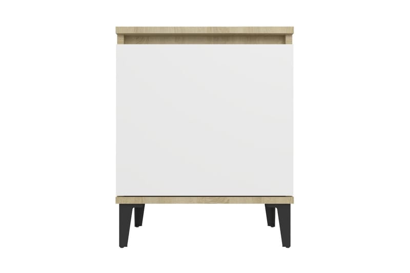 Sängbord med metallben 2 st sonoma-ek och vit 40x30x50 cm - Brun - Möbler - Bord & matgrupper - Avlastningsbord - Sängbord & nattduksbord