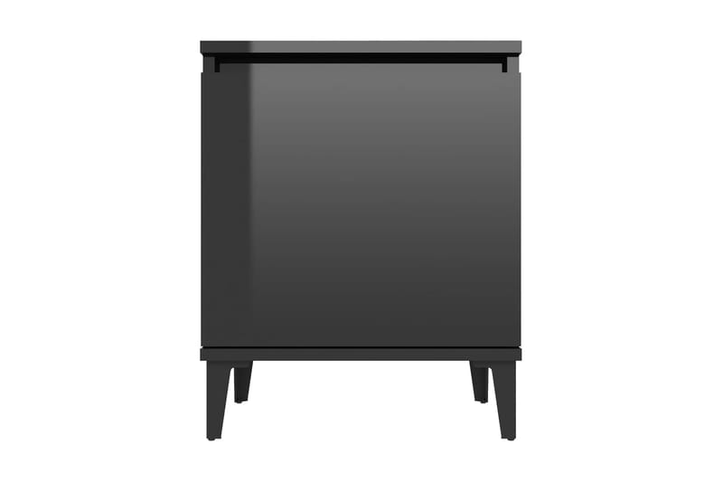 Sängbord med metallben 2 st svart högglans 40x30x50 cm - Svart - Möbler - Bord & matgrupper - Avlastningsbord - Sängbord & nattduksbord