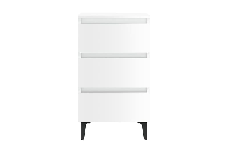 Sängbord med metallben 2 st vit högglans 40x35x69 cm - Vit - Möbler - Bord & matgrupper - Avlastningsbord - Sängbord & nattduksbord