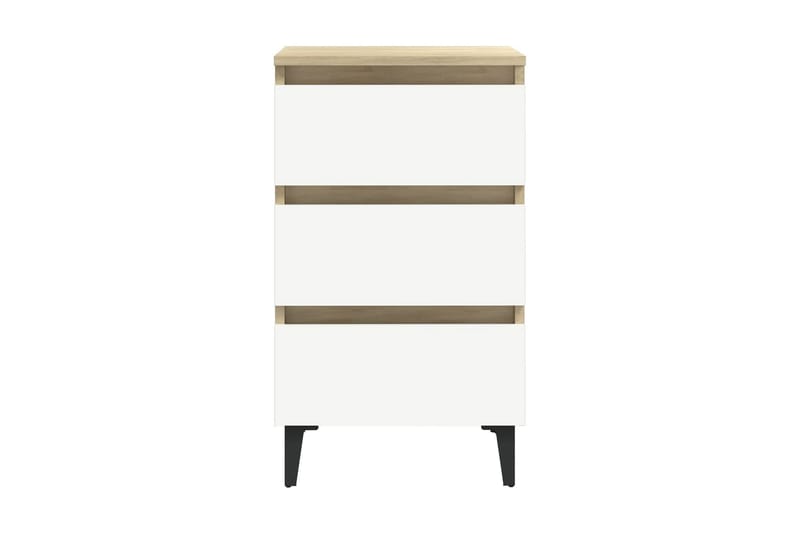 Sängbord med metallben 2 st vit och sonoma-ek 40x35x69 cm - Vit - Möbler - Bord & matgrupper - Avlastningsbord - Sängbord & nattduksbord