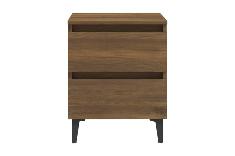 Sängbord med metallben brun ek 40x35x50 cm - Brun - Möbler - Bord & matgrupper - Avlastningsbord - Sängbord & nattduksbord