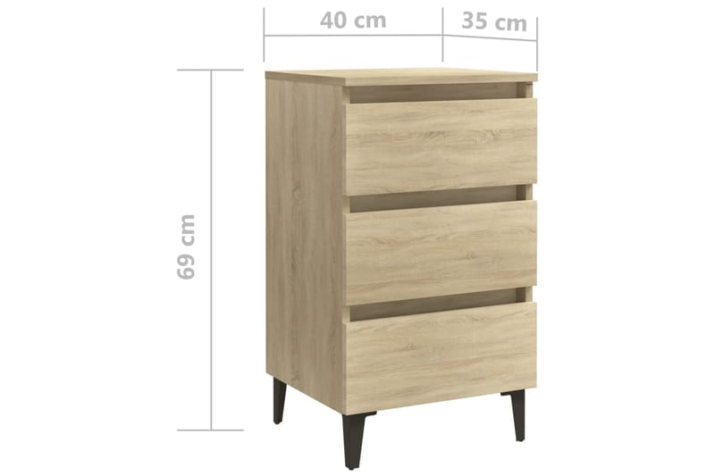 Sängbord med metallben sonoma-ek 40x35x69 cm - Brun - Möbler - Bord & matgrupper - Avlastningsbord - Sängbord & nattduksbord