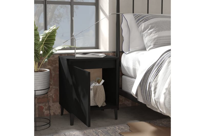 Sängbord med metallben svart 40x30x50 cm - Svart - Möbler - Bord & matgrupper - Avlastningsbord - Sängbord & nattduksbord