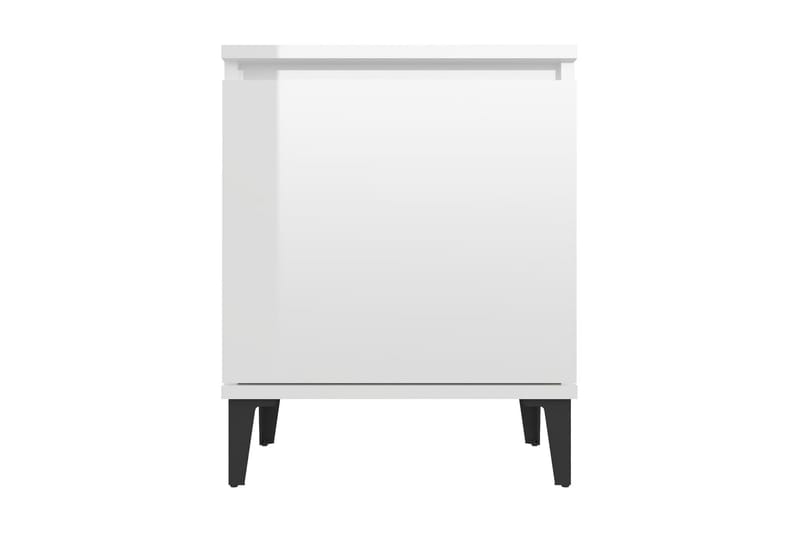 Sängbord med metallben vit högglans 40x30x50 cm - Vit - Möbler - Bord & matgrupper - Avlastningsbord - Sängbord & nattduksbord