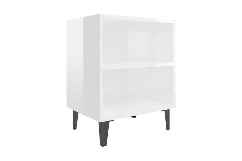 Sängbord med metallben vit högglans 40x30x50 cm - Vit - Möbler - Bord & matgrupper - Avlastningsbord - Sängbord & nattduksbord