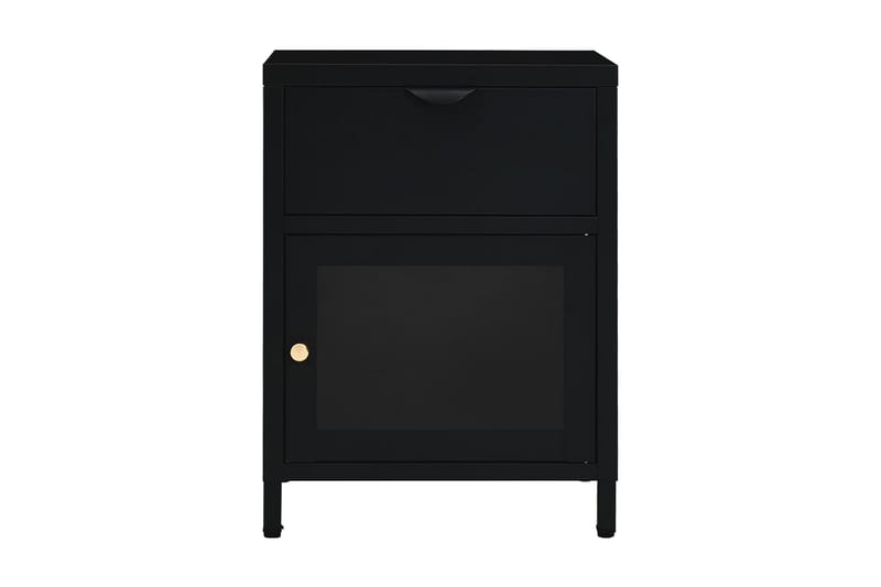 Sängbord svart 40x30x54,5 cm stål och glas - Svart - Möbler - Bord & matgrupper - Avlastningsbord - Sängbord & nattduksbord