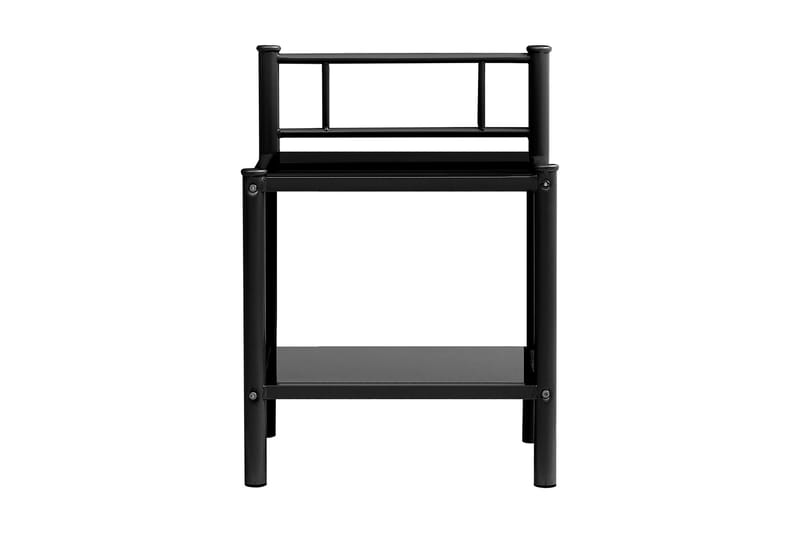 Sängbord svart 45x34x60,5 cm metall och glas - Svart - Möbler - Bord & matgrupper - Avlastningsbord - Sängbord & nattduksbord