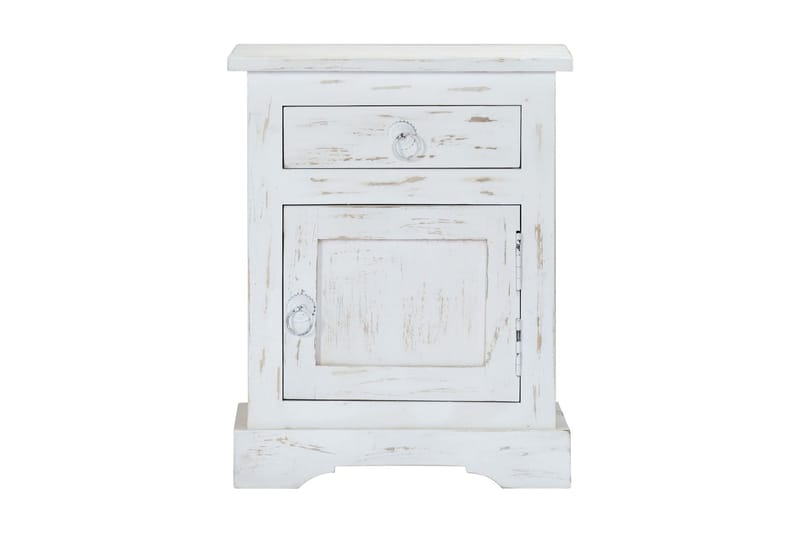Sängbord vit 40x30x50 cm massivt mangoträ - Vit - Möbler - Bord & matgrupper - Avlastningsbord - Sängbord & nattduksbord
