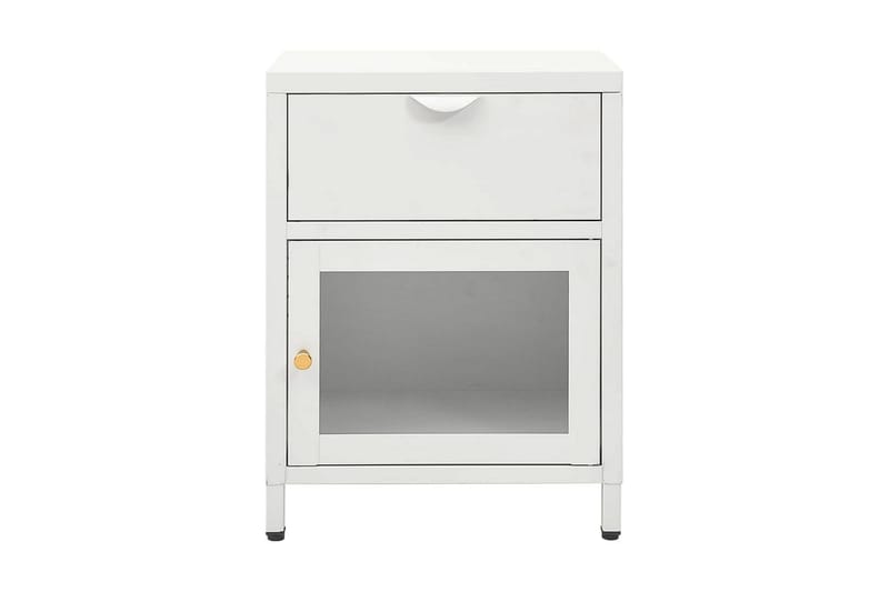 Sängbord vit 40x30x54,5 cm stål och glas - Vit - Möbler - Bord & matgrupper - Avlastningsbord - Sängbord & nattduksbord