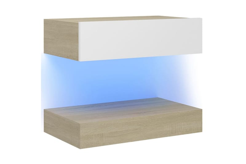 Sängbord vit och sonoma-ek 60x35 cm spånskiva - Vit - Möbler - Möbelset - Möbelset för vardagsrum