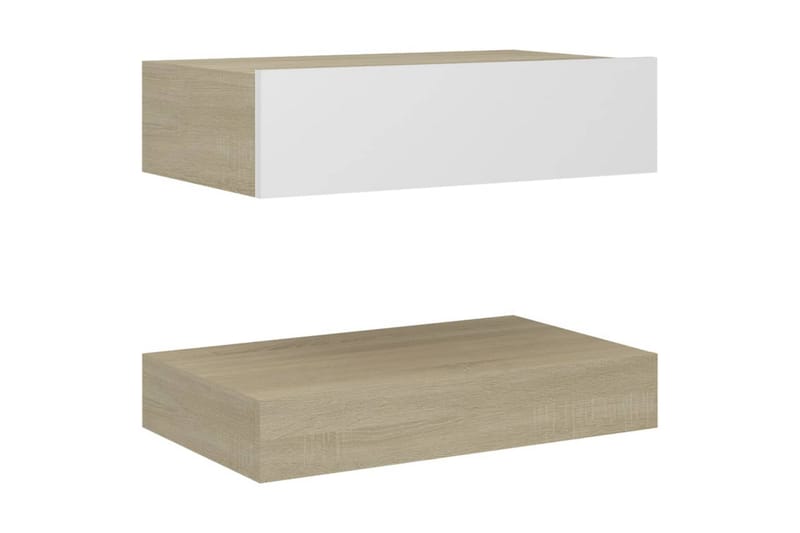 Sängbord vit och sonoma-ek 60x35 cm spånskiva - Vit - Möbler - Bord & matgrupper - Avlastningsbord - Sängbord & nattduksbord