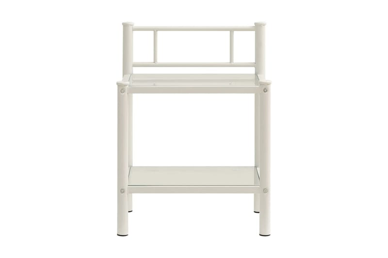 Sängbord vit och transparent 45x34x60,5 cm metall och glas - Vit - Möbler - Bord & matgrupper - Avlastningsbord - Sängbord & nattduksbord