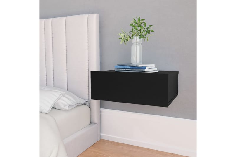 Svävande sängbord svart 40x30x15 cm spånskiva - Svart - Möbler - Bord & matgrupper - Avlastningsbord & sidobord - Sängbord & nattduksbord